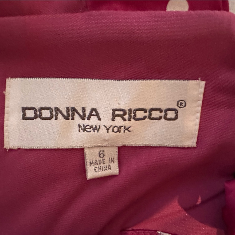 Donna Ricco Elegant Deep Fucsia Polka Dot Dress Size 6 - Picture 2 of 5
